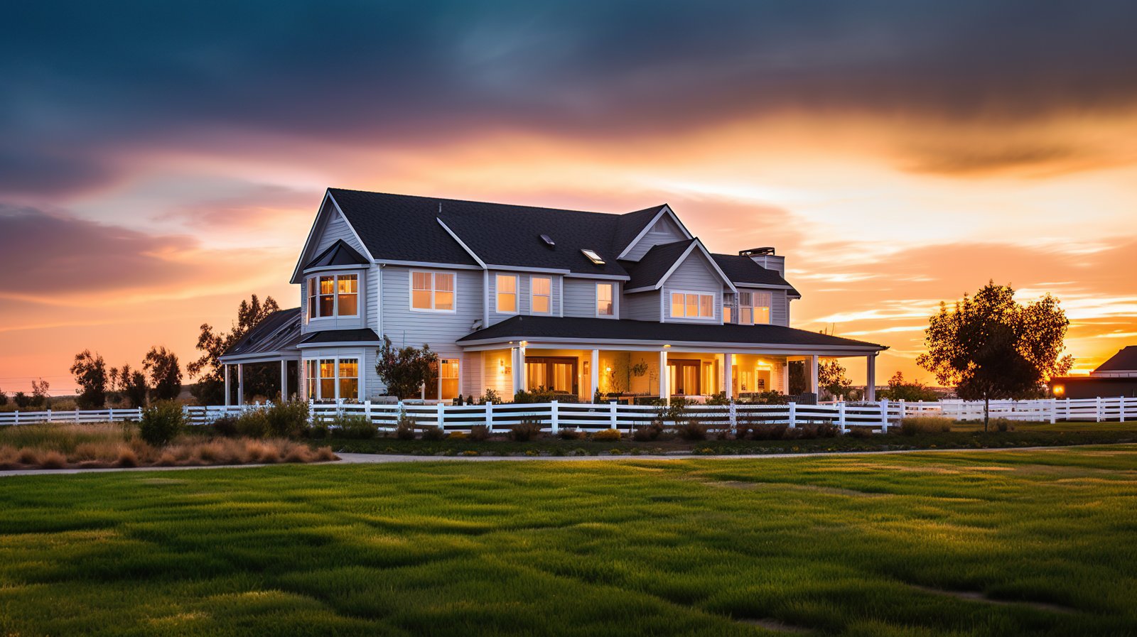 Panoramic view of a traditional Indian farmhouse in a lush green valley